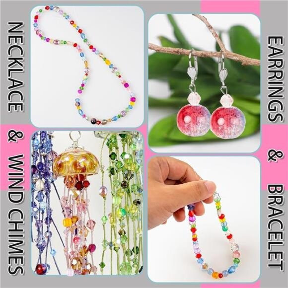 636pcs Glass Beads for Jewelry Making, Loose Sparkly Beads Hole - Picture 3 of 7